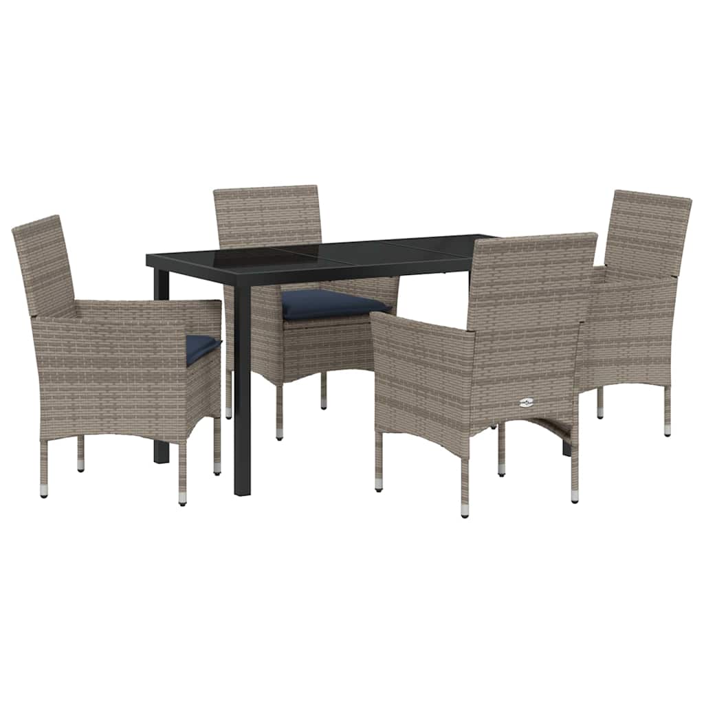 Set stola i stolica s jastukom 5 pcs Siva PE ratan