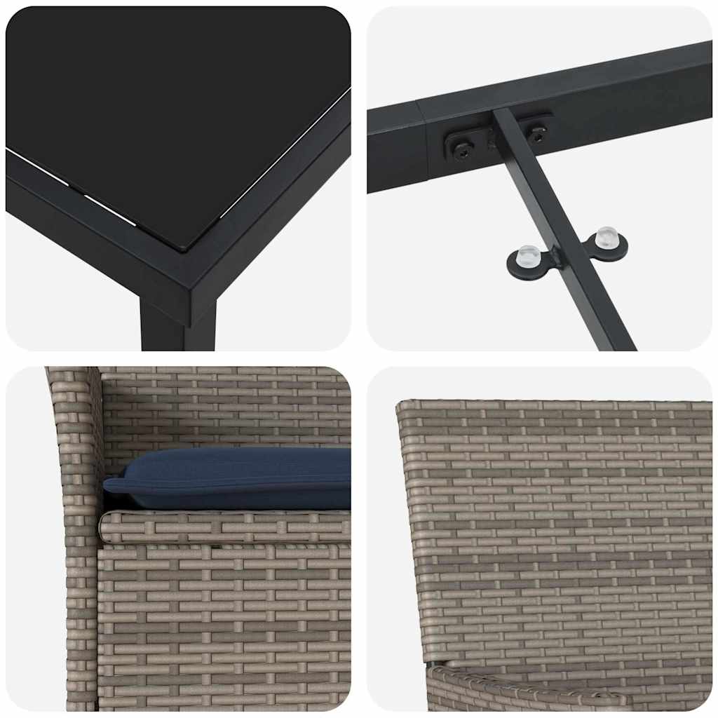 Set stola i stolica s jastukom 7 pcs Siva PE ratan