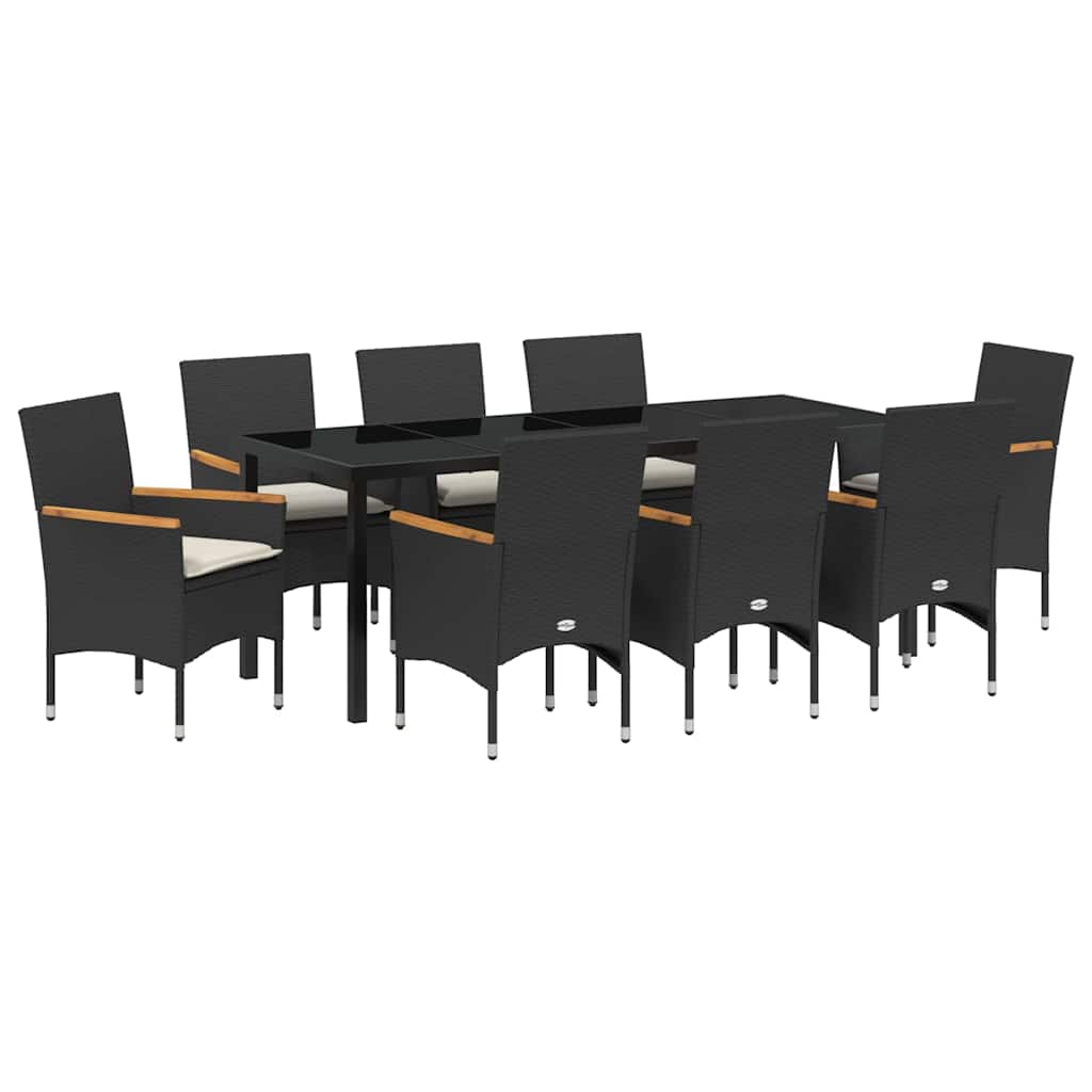 Vrtni set za objed s jastukom 9 pcs Crna poliratan