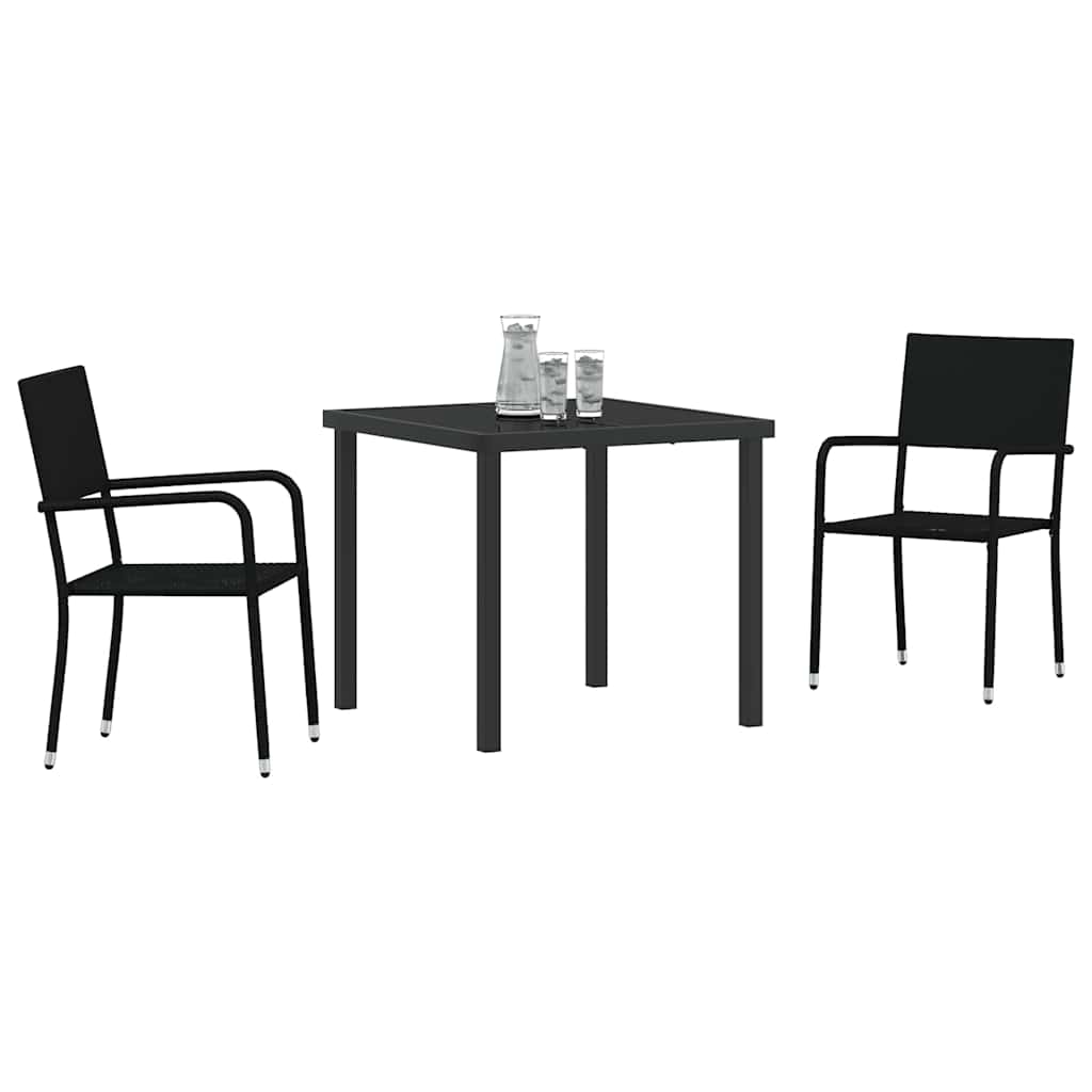 Vrtni set za objed s jastukom 3 pcs Crna poliratan
