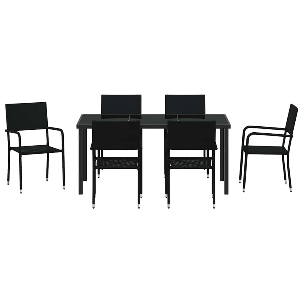 Vrtni set za objed s jastukom 7 pcs Crna poliratan