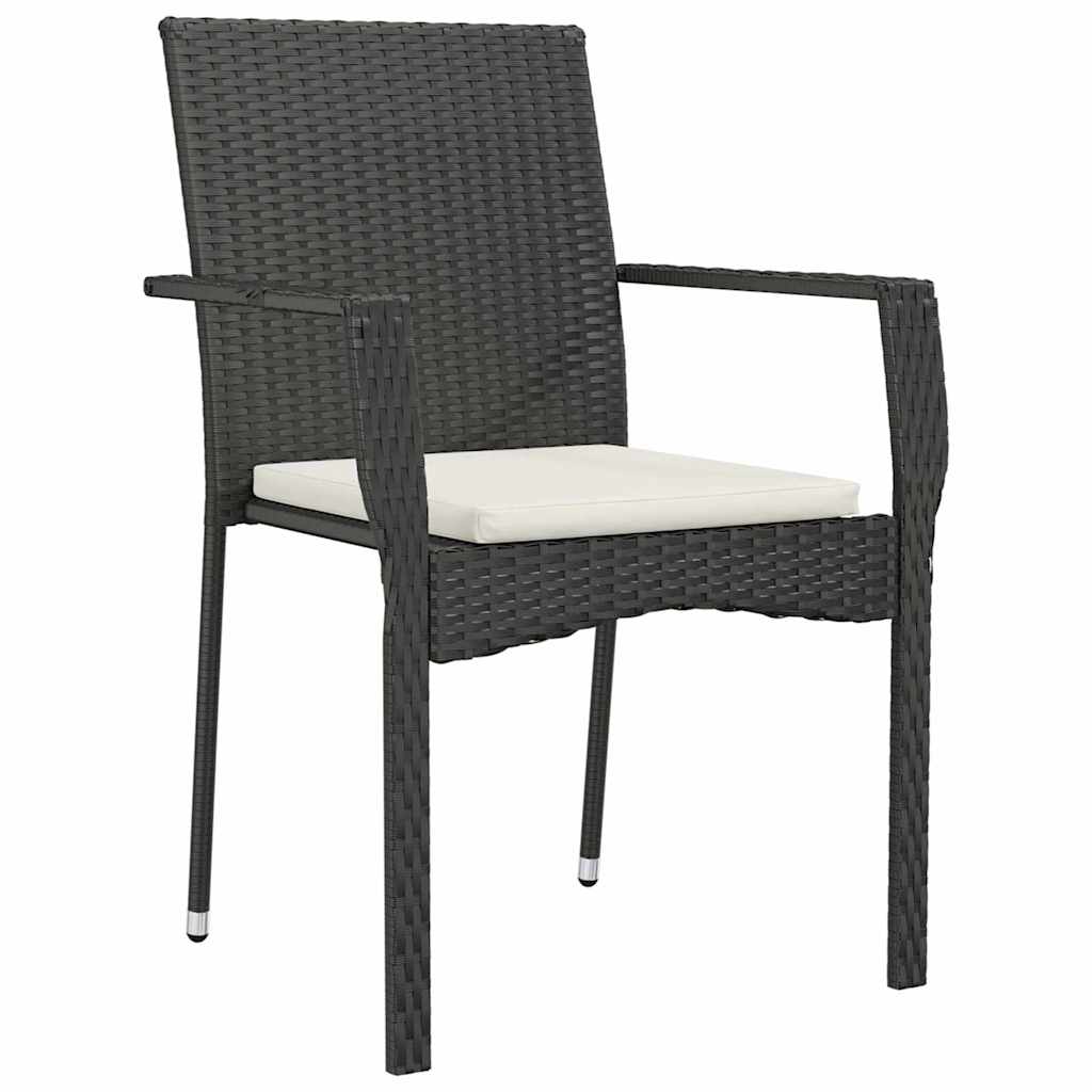 Vrtni set za objed s jastukom 3 pcs Crna poliratan