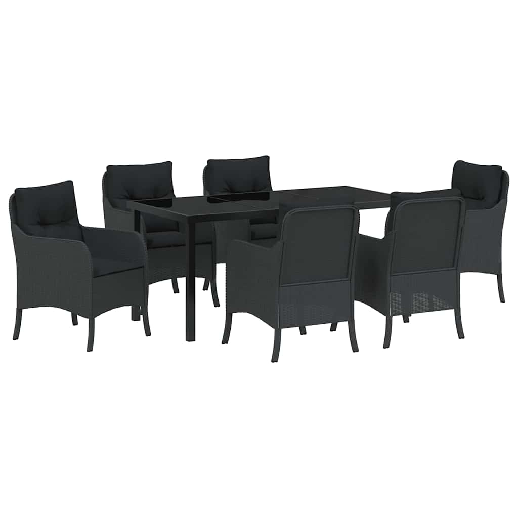 Vrtni set za objed s jastukom 7 pcs Crna poliratan