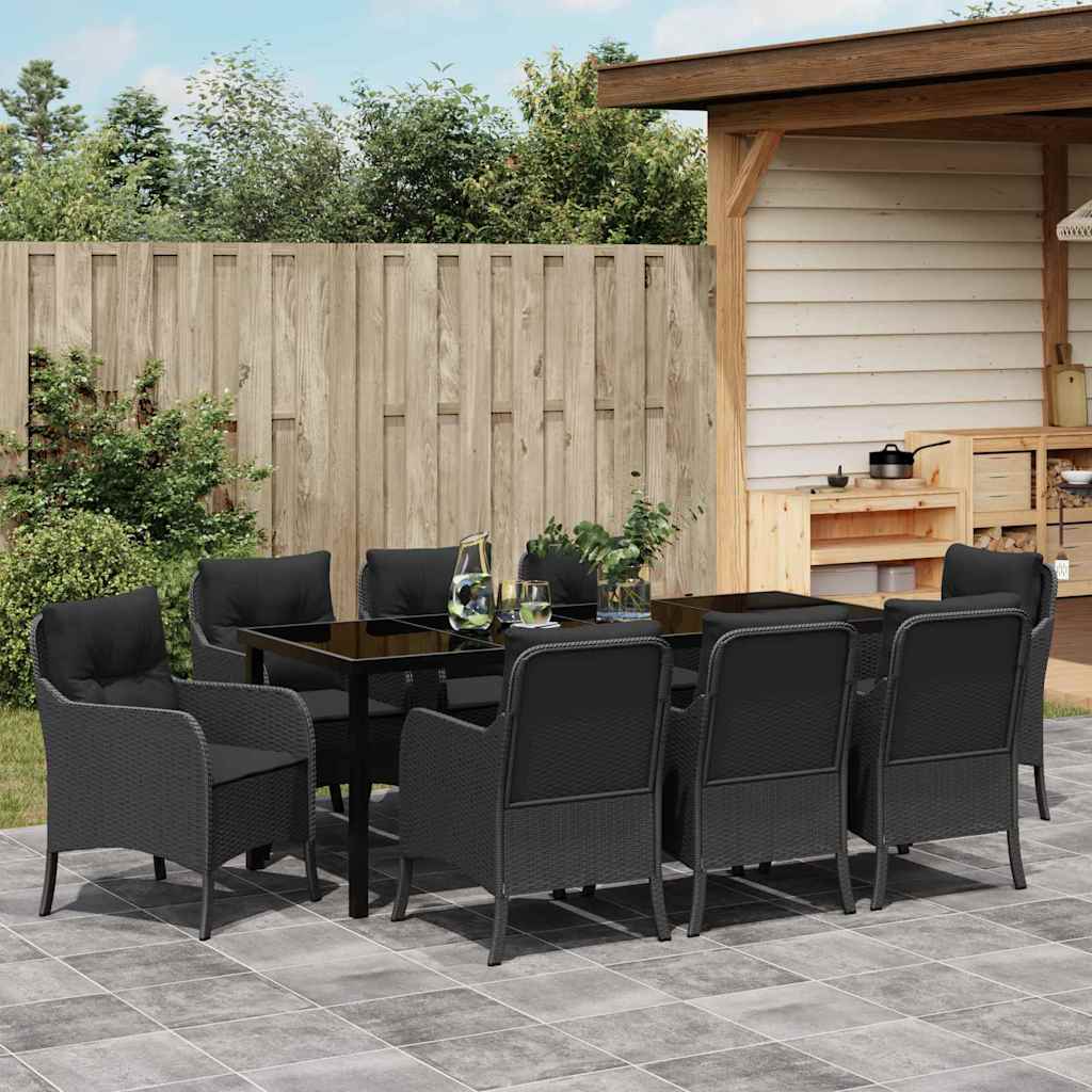 Vrtni set za objed 9 kom. Crna poliratan