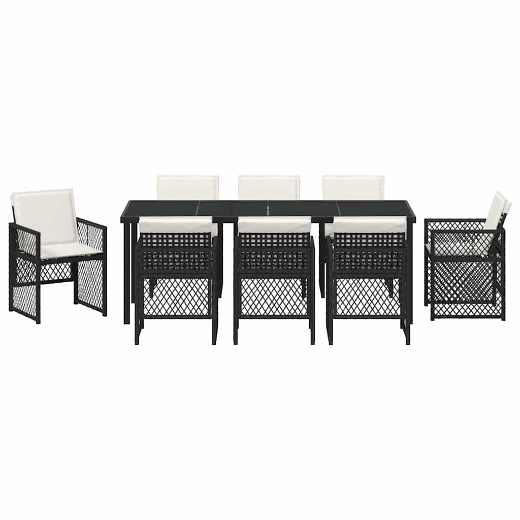 Vrtni set za objed 9 pcs Crna poliratan