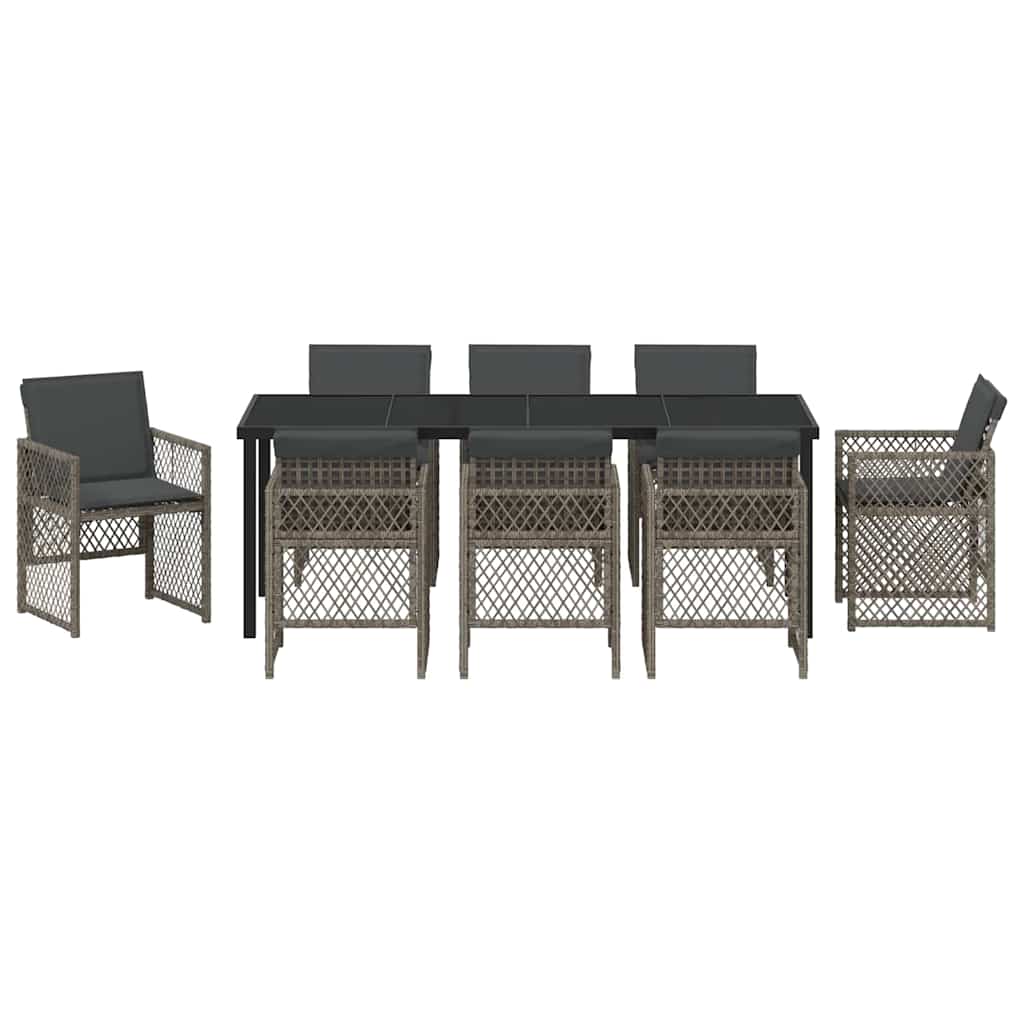Vrtni set za objed 9 pcs Siva poliratan