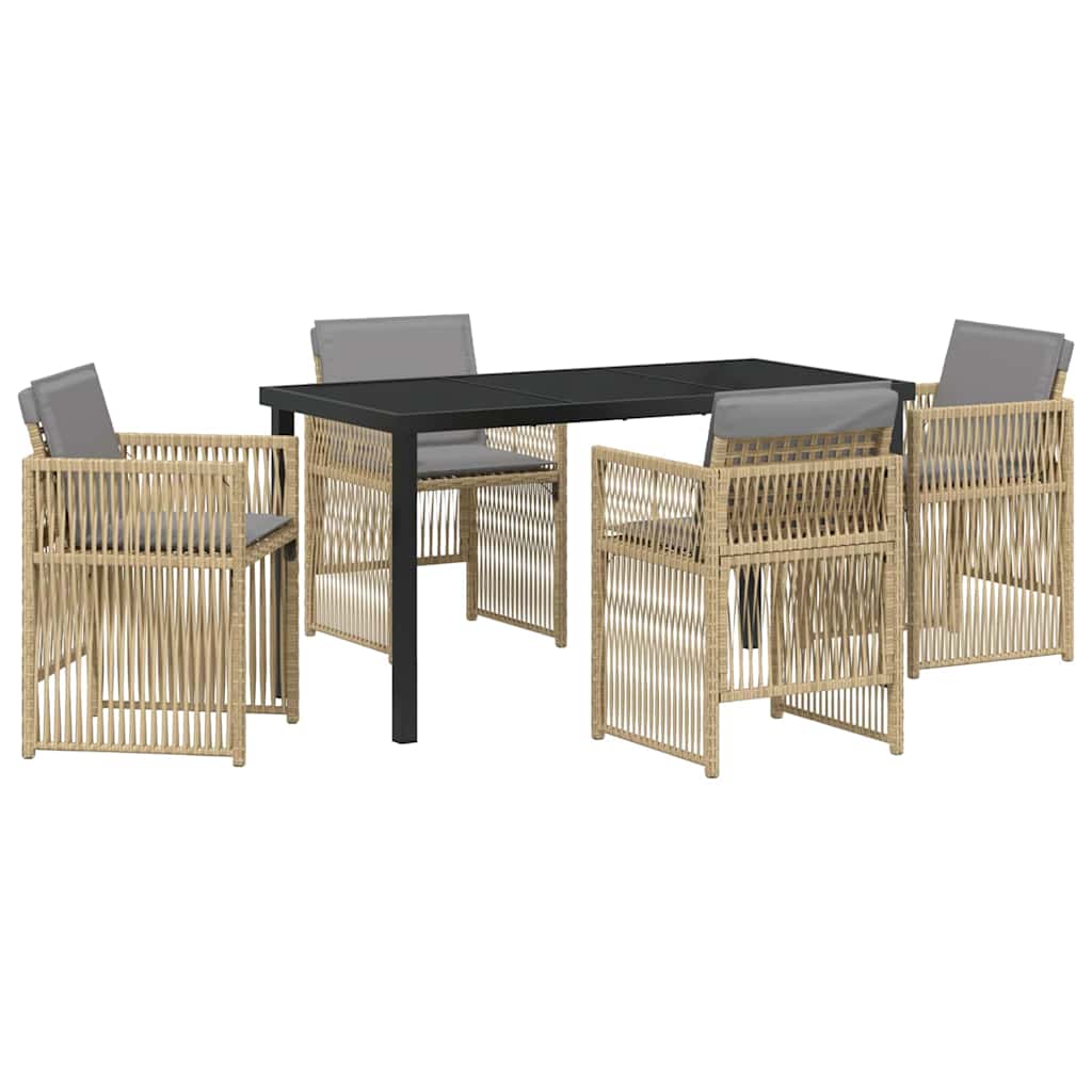 Vrtni set za objed 5 pcs Bež Čelik s prahom premazan