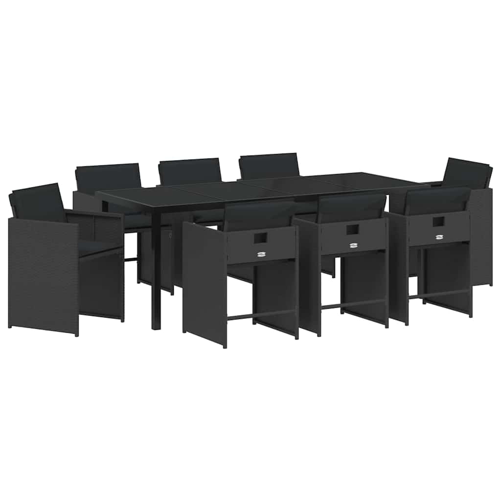 Vrtni set za objed 9 pcs Crna poliratan