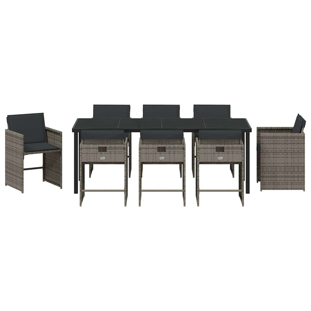 Vrtni set za objed 9 pcs Siva poliratan