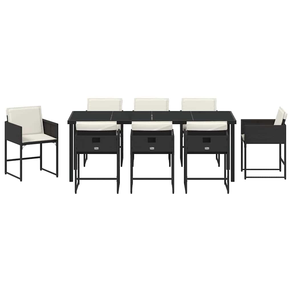 Vrtni set za objed 9 pcs Crna poliratan