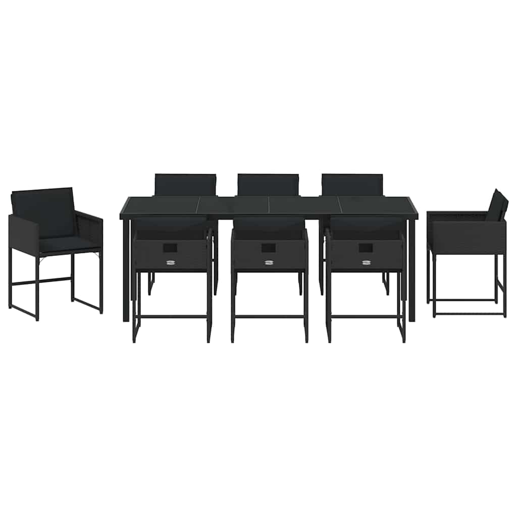 Vrtni set za objed 9 pcs Crna poliratan