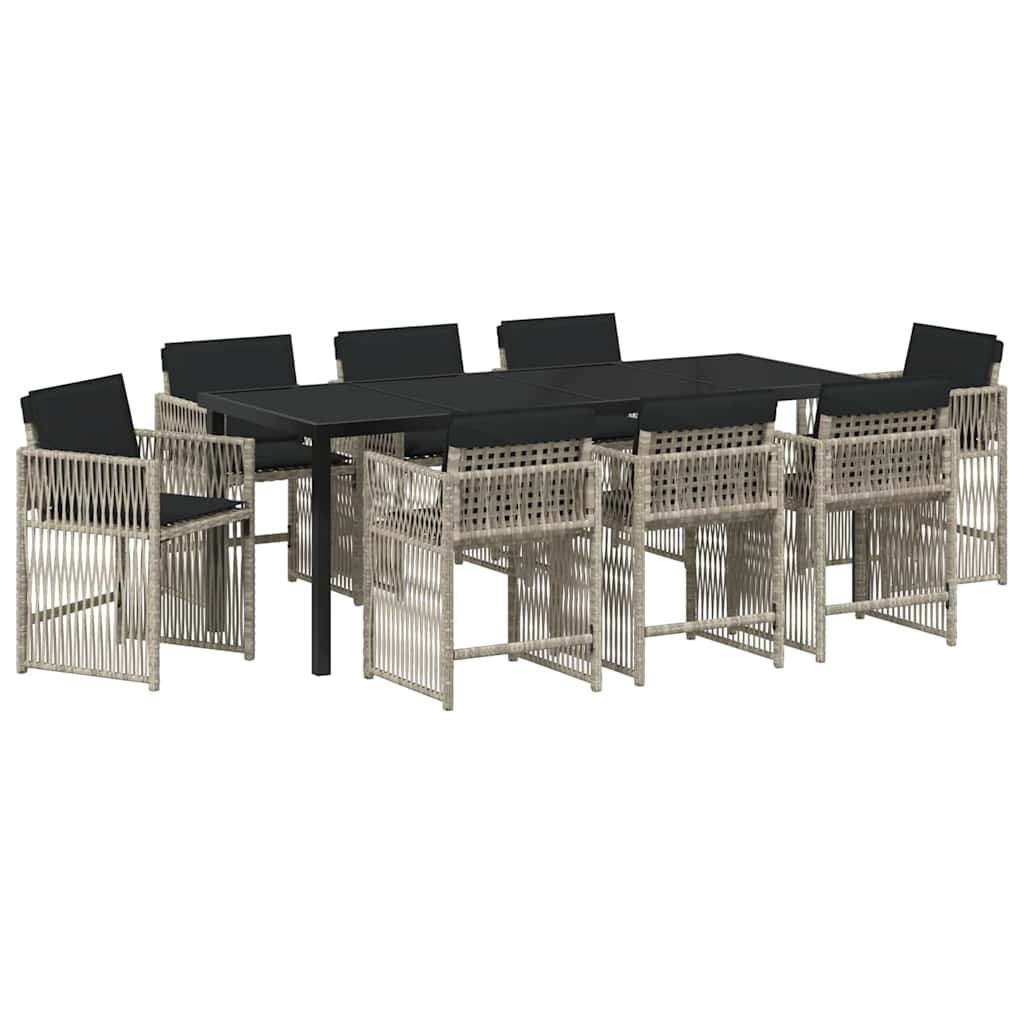 Vrtni set za objed 9 pcs Svijetlo siva poliratan
