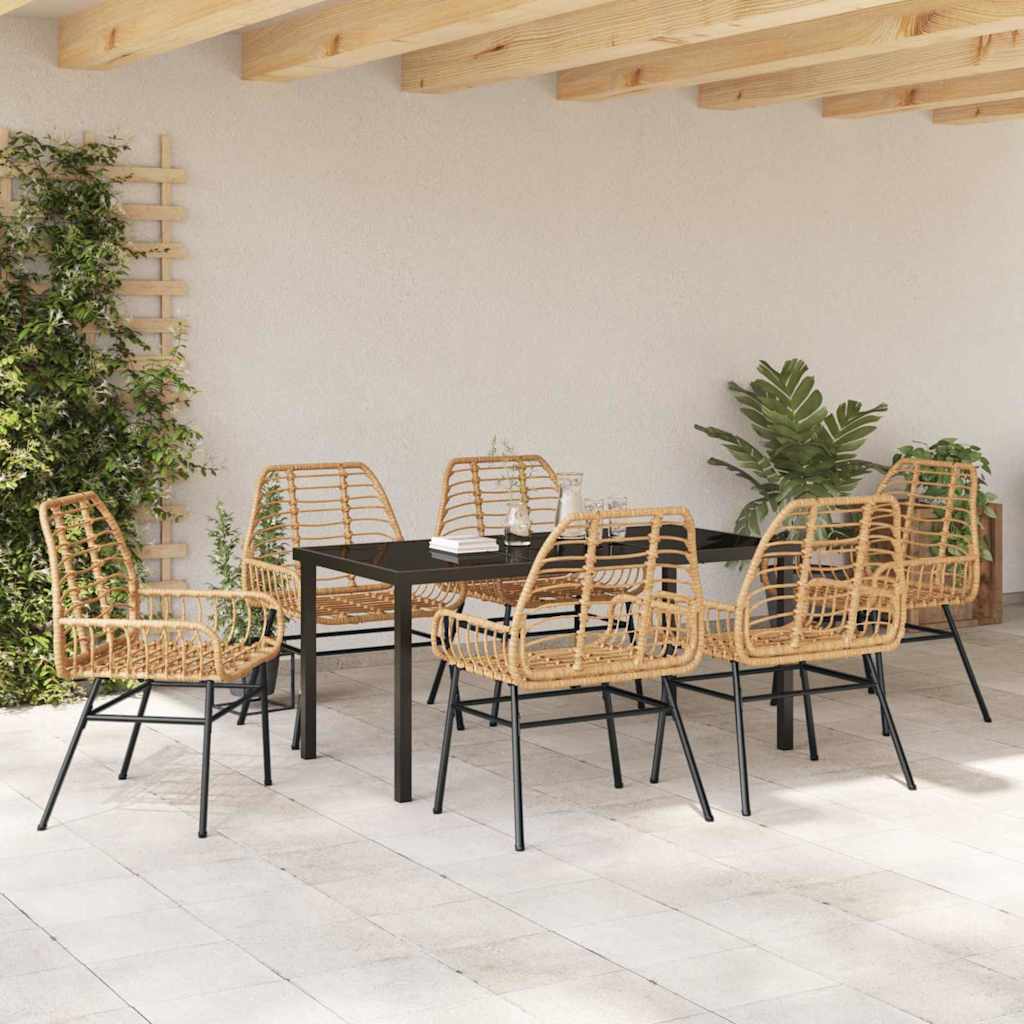 Vrtni set za objed 7 pcs Smeđa poliratan