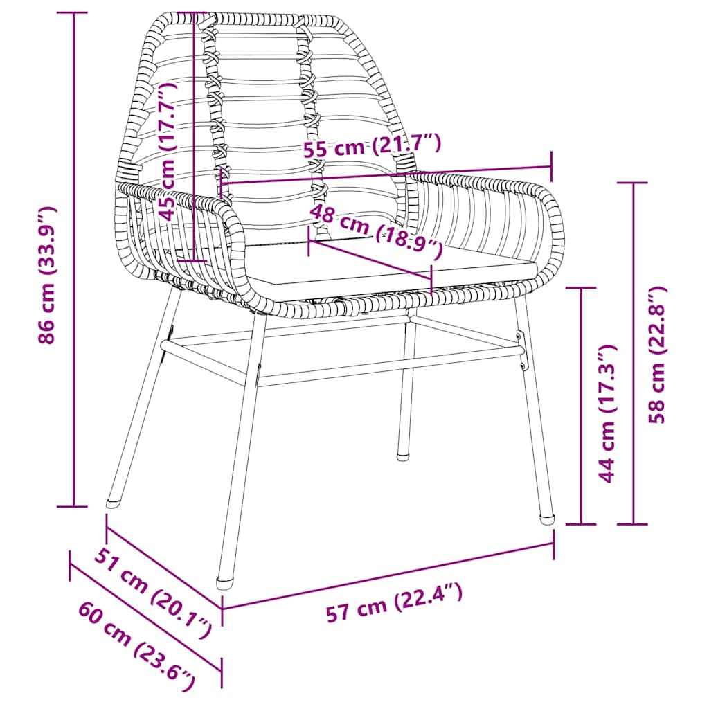 Vrtni set za objed 7 pcs Smeđa poliratan