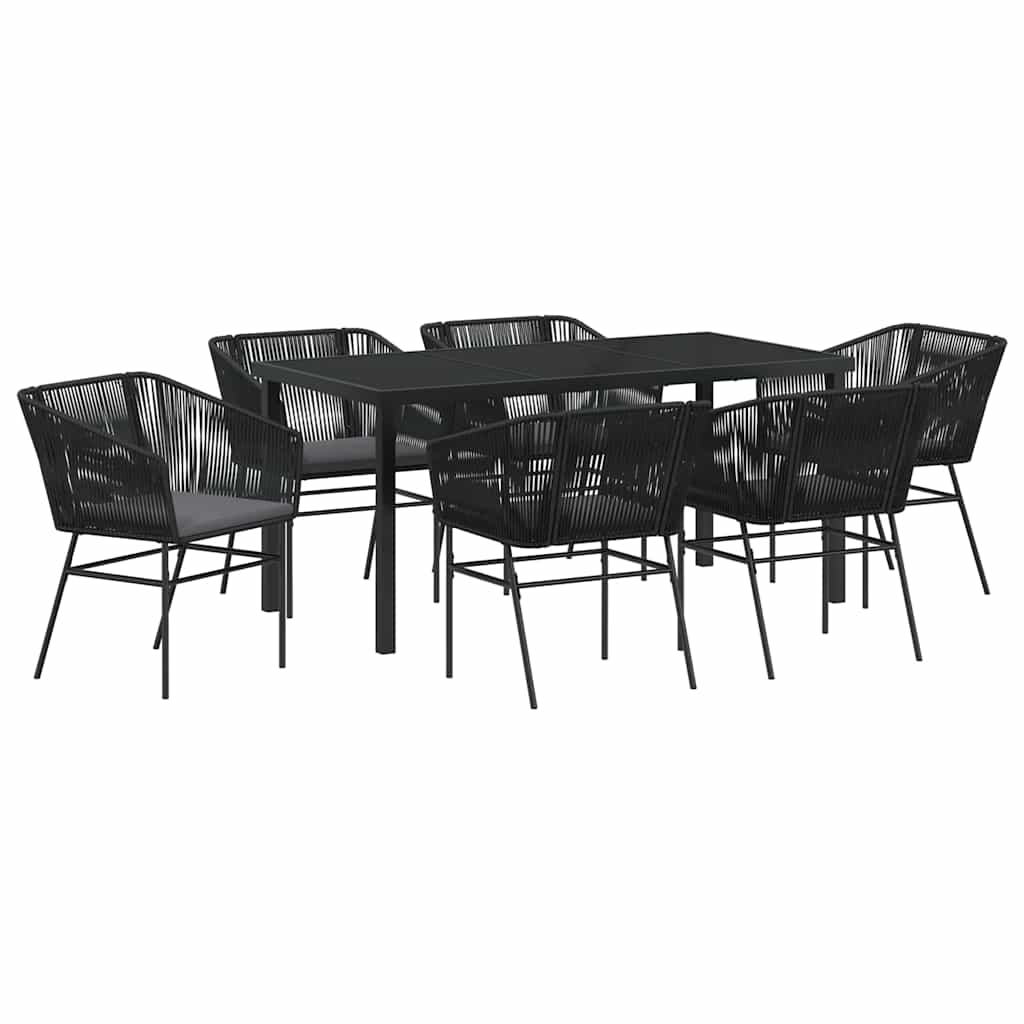 Vrtni set za objed 7 pcs Crna Čelik s prahom premazan