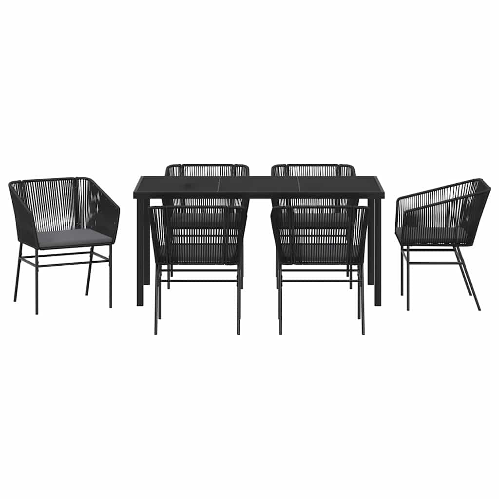Vrtni set za objed 7 pcs Crna Čelik s prahom premazan