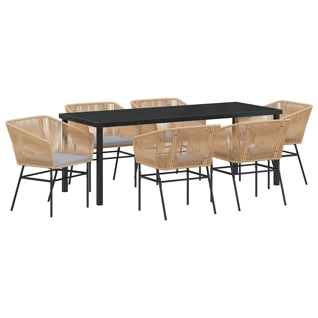 Vrtni set za objed 7 pcs Smeđa Čelik s prahom premazan