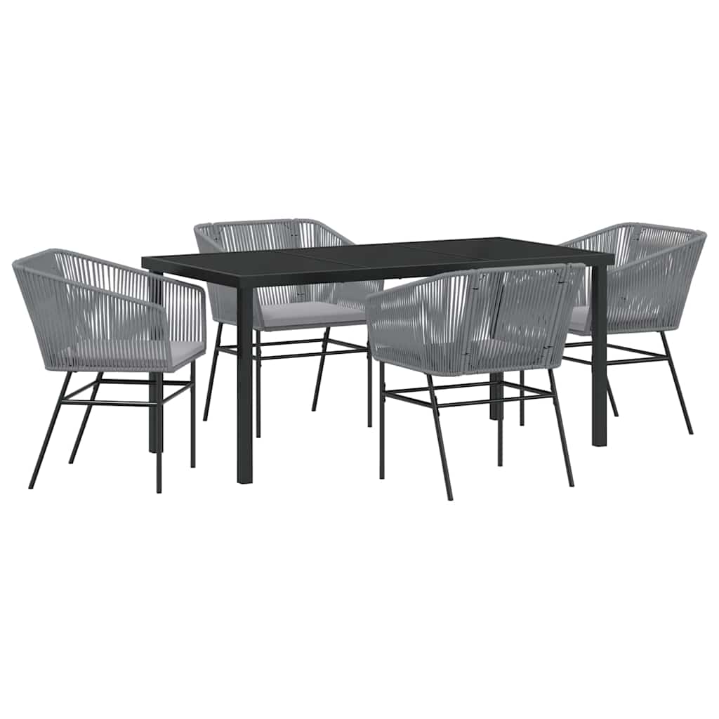 Vrtni set za objed 5 pcs Siva Čelik s prahom premazan