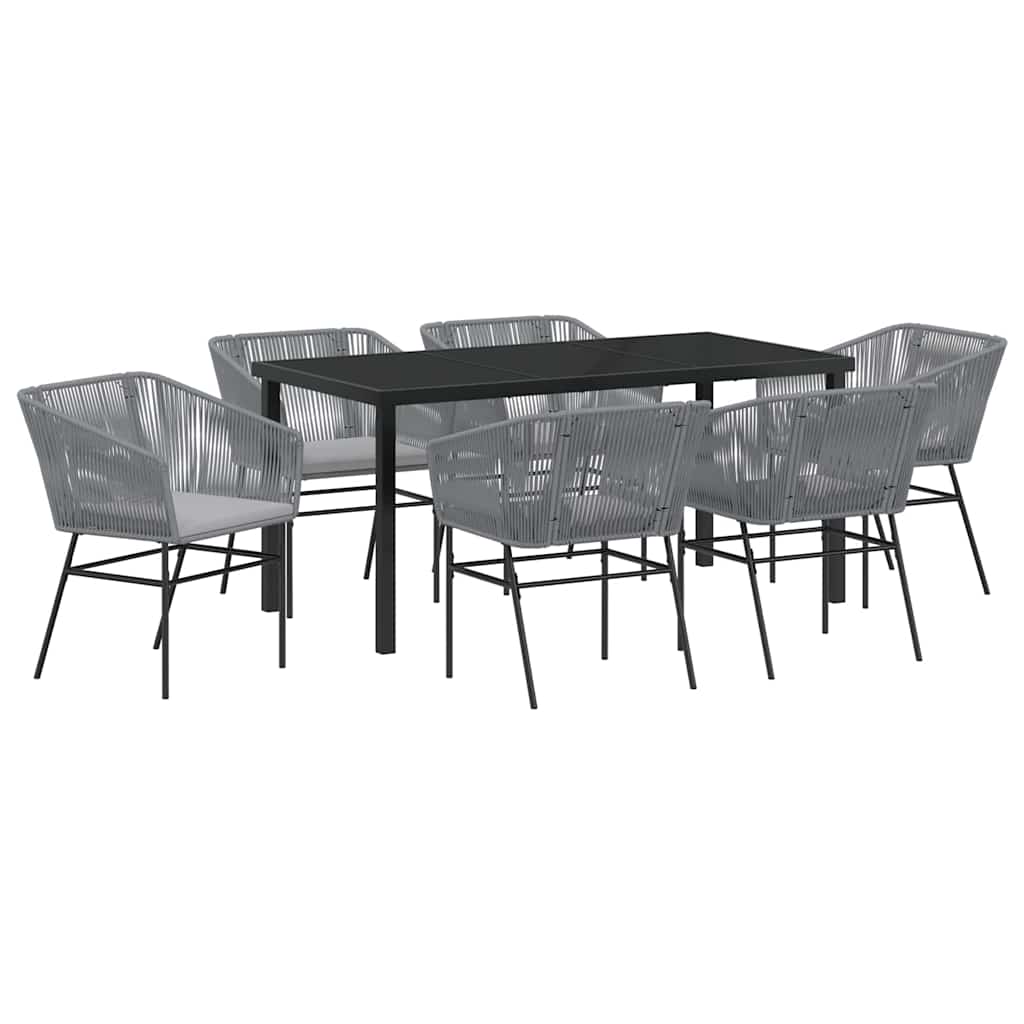 Vrtni set za objed 7 pcs Siva Čelik s prahom premazan
