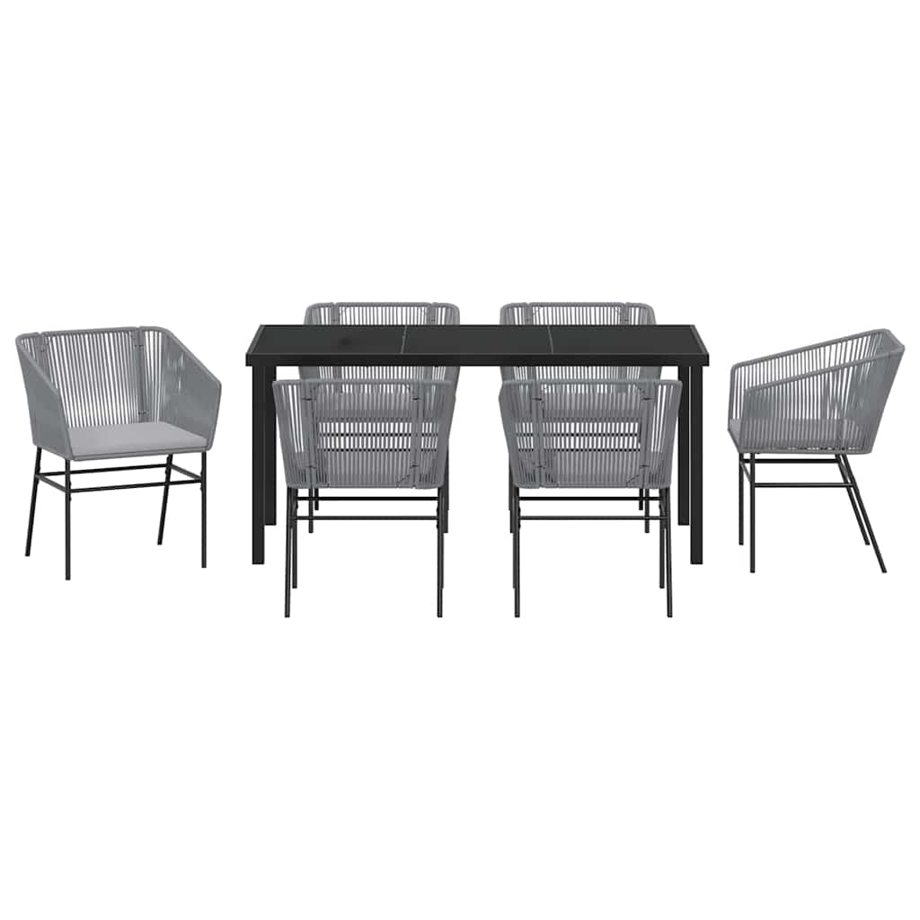 Vrtni set za objed 7 pcs Siva Čelik s prahom premazan