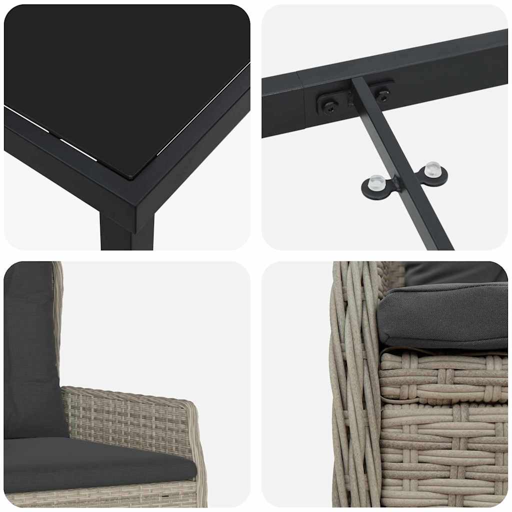Vrtni set za objed 7 pcs Svijetlo siva poliratan