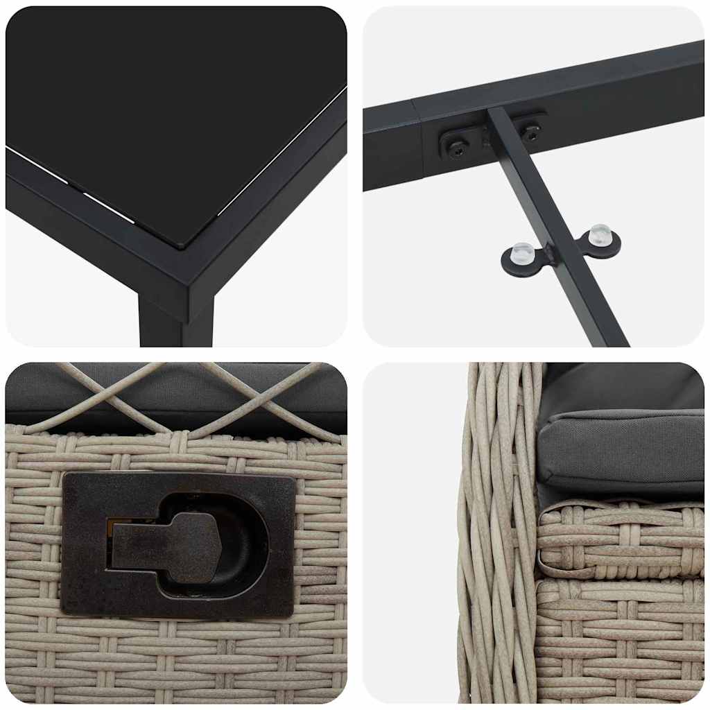 Vrtni set za objed 3 pcs Svijetlo siva poliratan