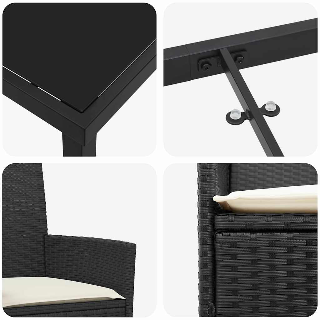 Vrtni set za objed 7 pcs Crna poliratan