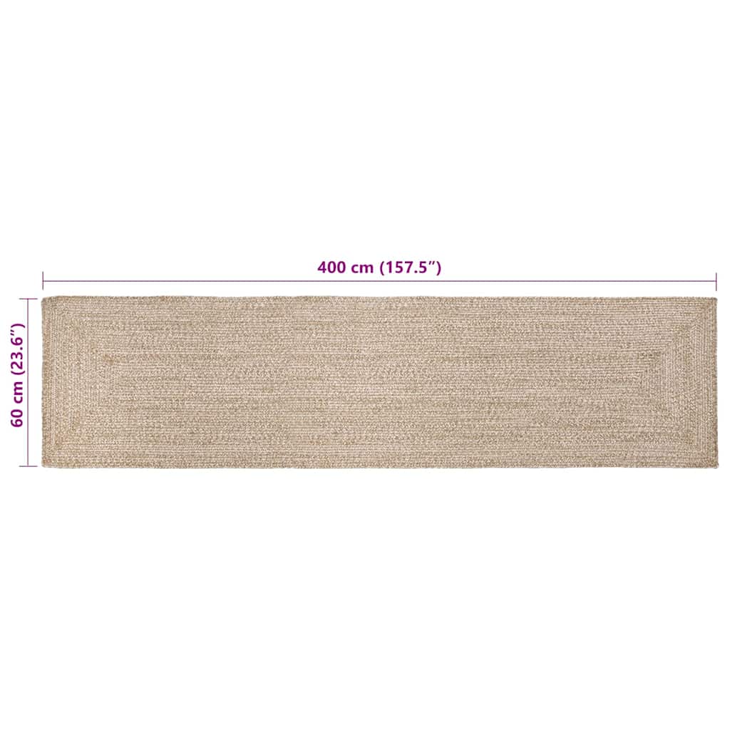Tepisi za područja Prirodna i bijela 60 x 400 cm Juta