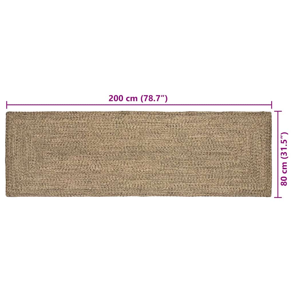 Tepisi za područja Prirodna i crna 80 x 200 cm Juta