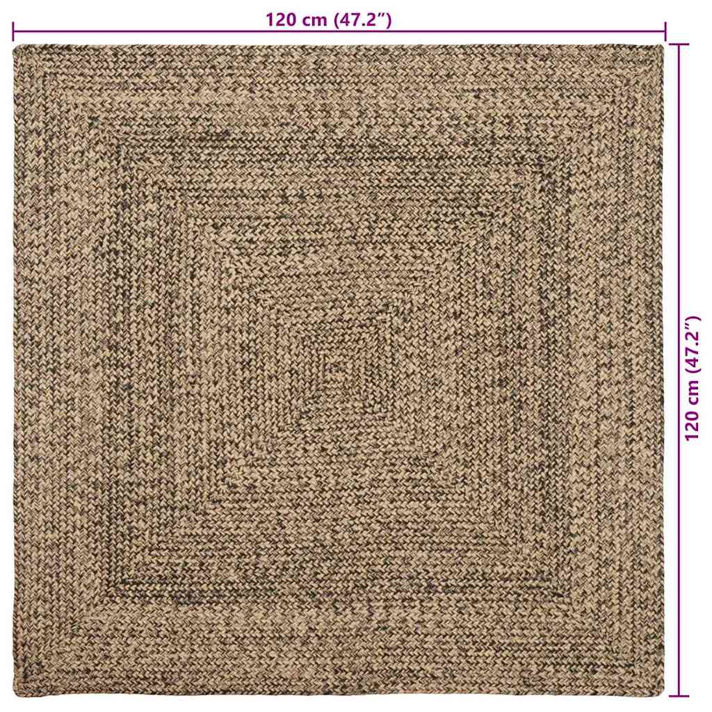 Tepisi za područja Prirodna i crna 120 x 120 cm Juta
