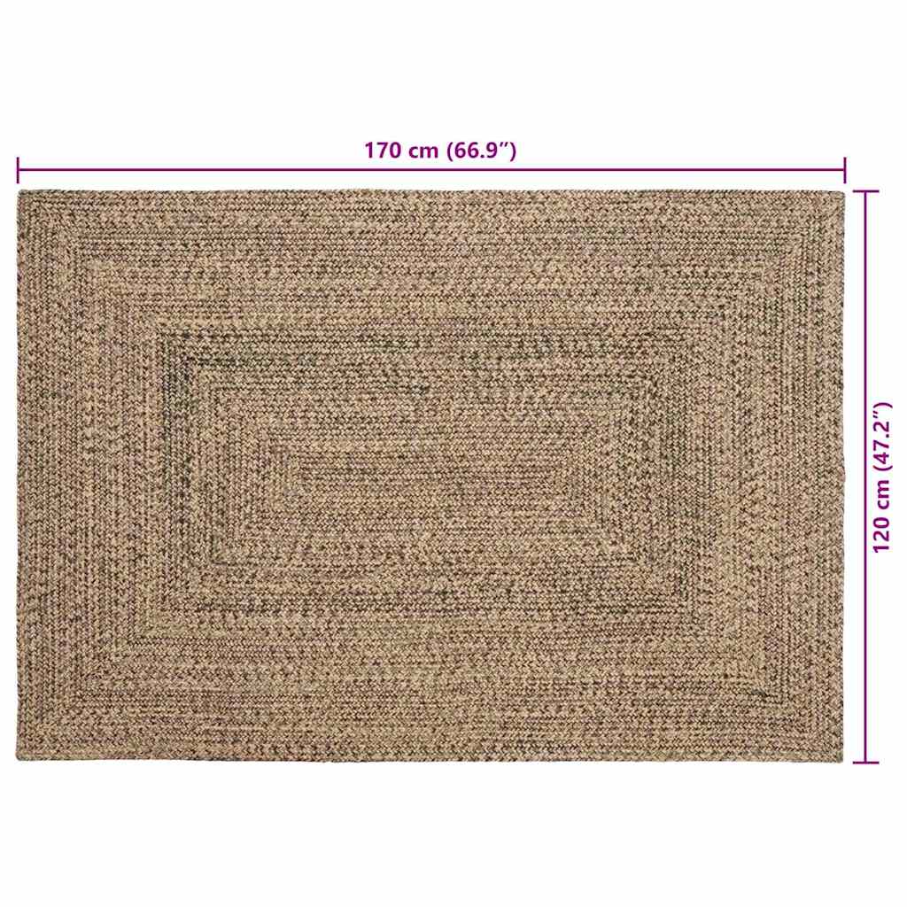 Tepisi za područja Prirodna i crna 120 x 170 cm Juta