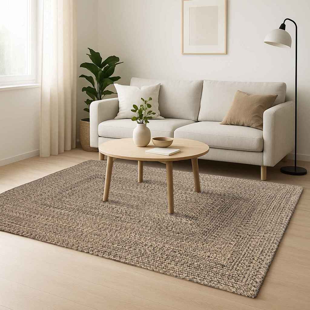 Tepisi za područja Prirodna i crna 160 x 160 cm Juta