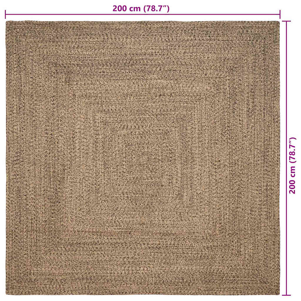 Tepisi za područja Prirodna i crna 200 x 200 cm Juta