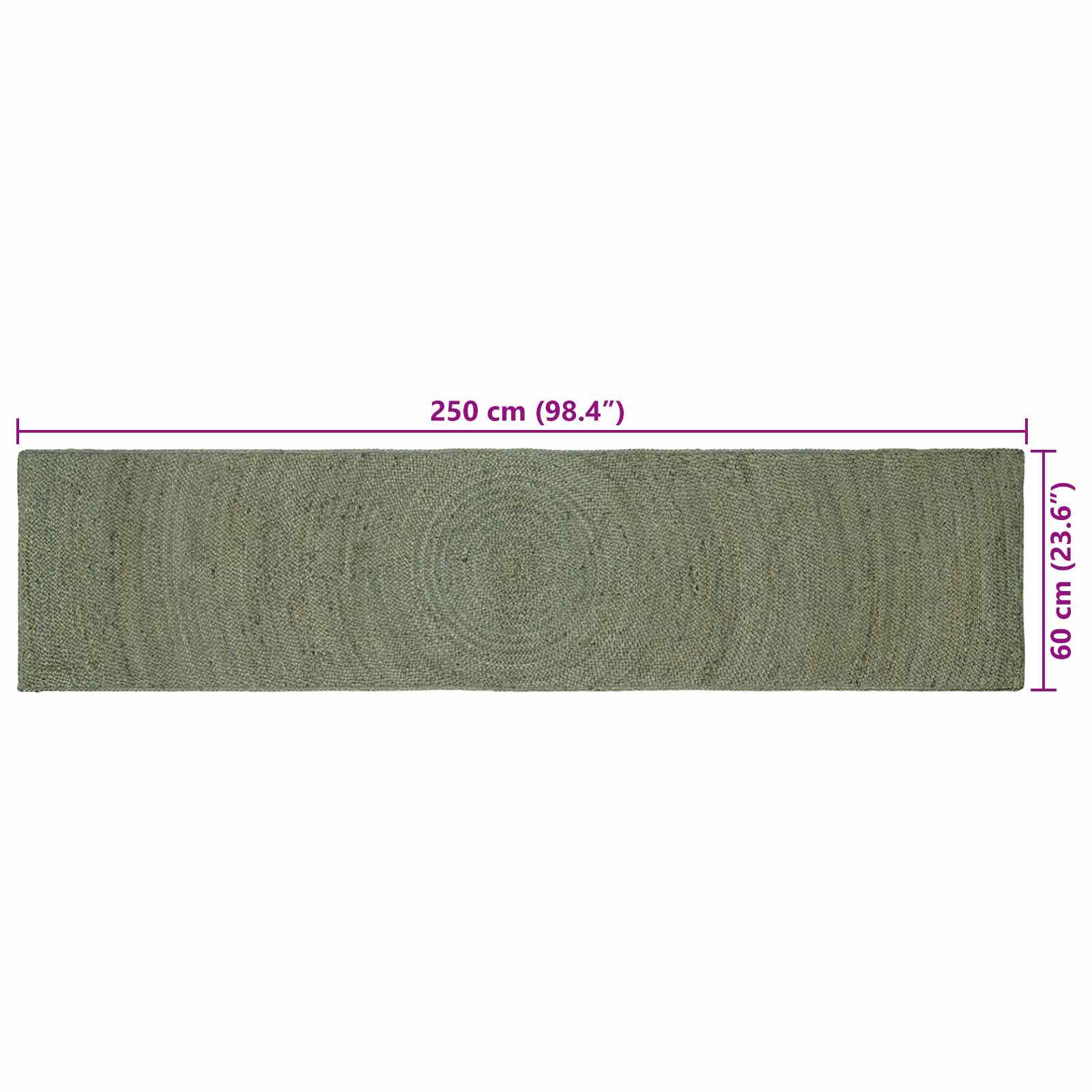Tepisi za područja Maslinastozelena 60 x 250 cm Juta