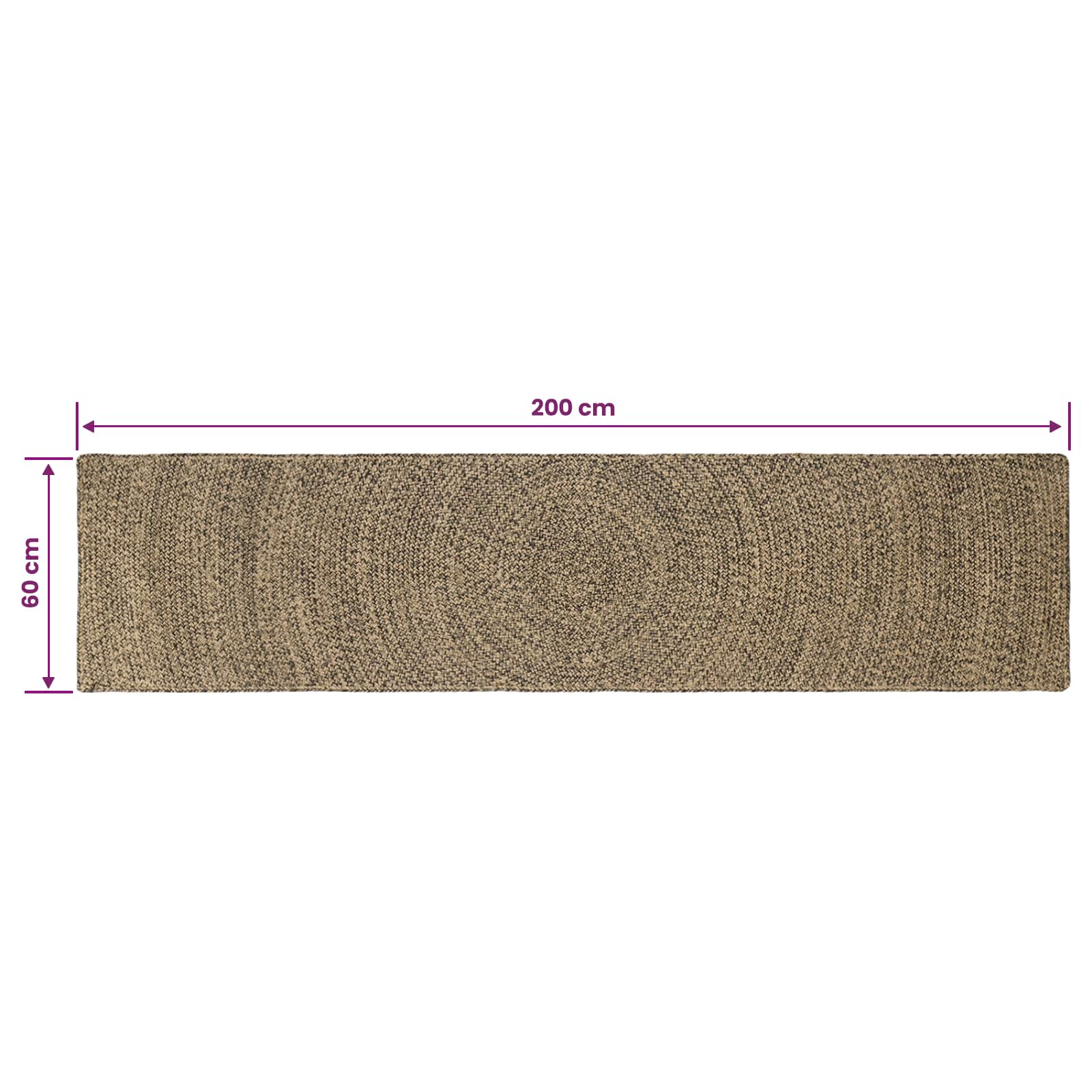 Tepisi za područja Prirodna i crna 60 x 200 cm Juta