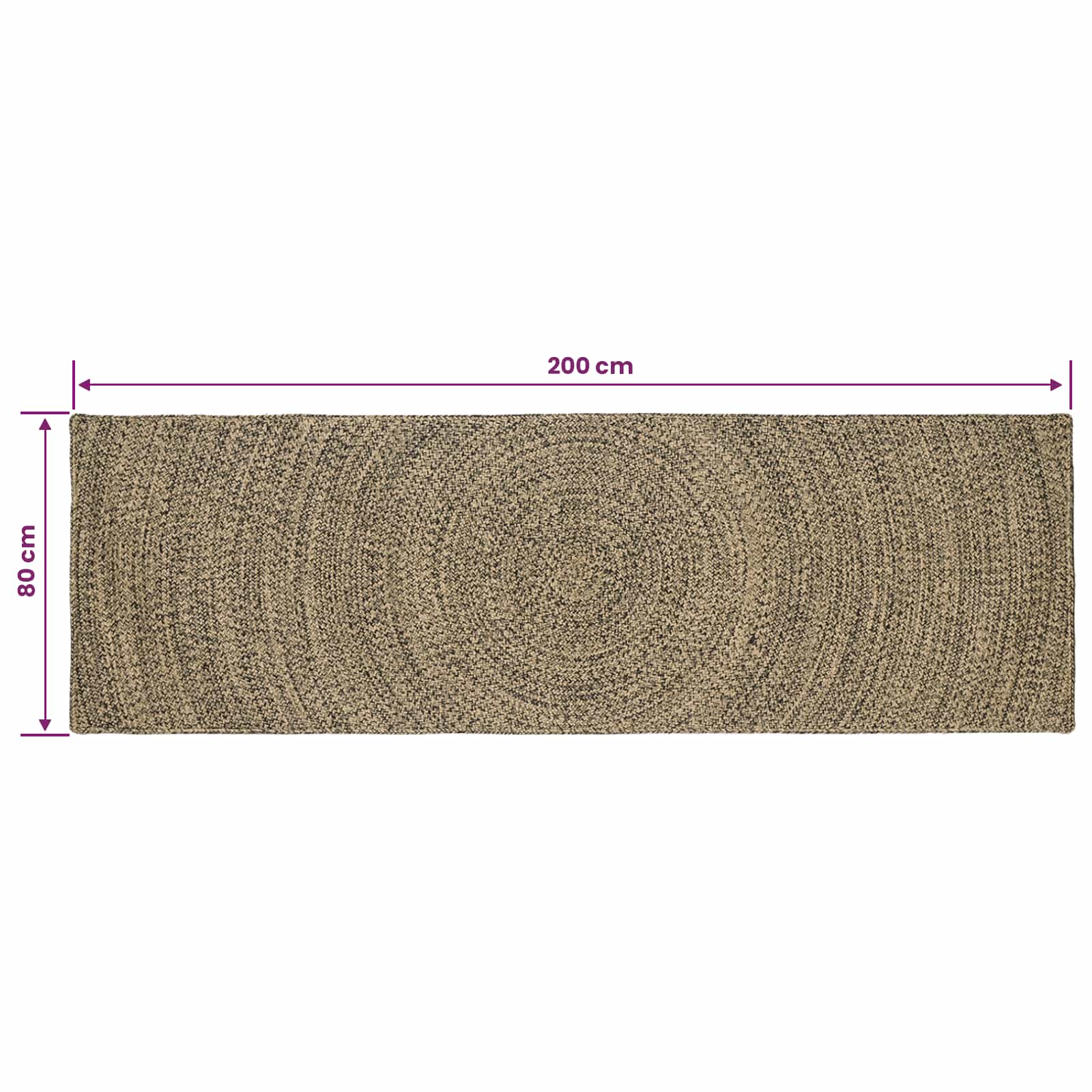 Tepisi za područja Prirodna i crna 80 x 200 cm Juta