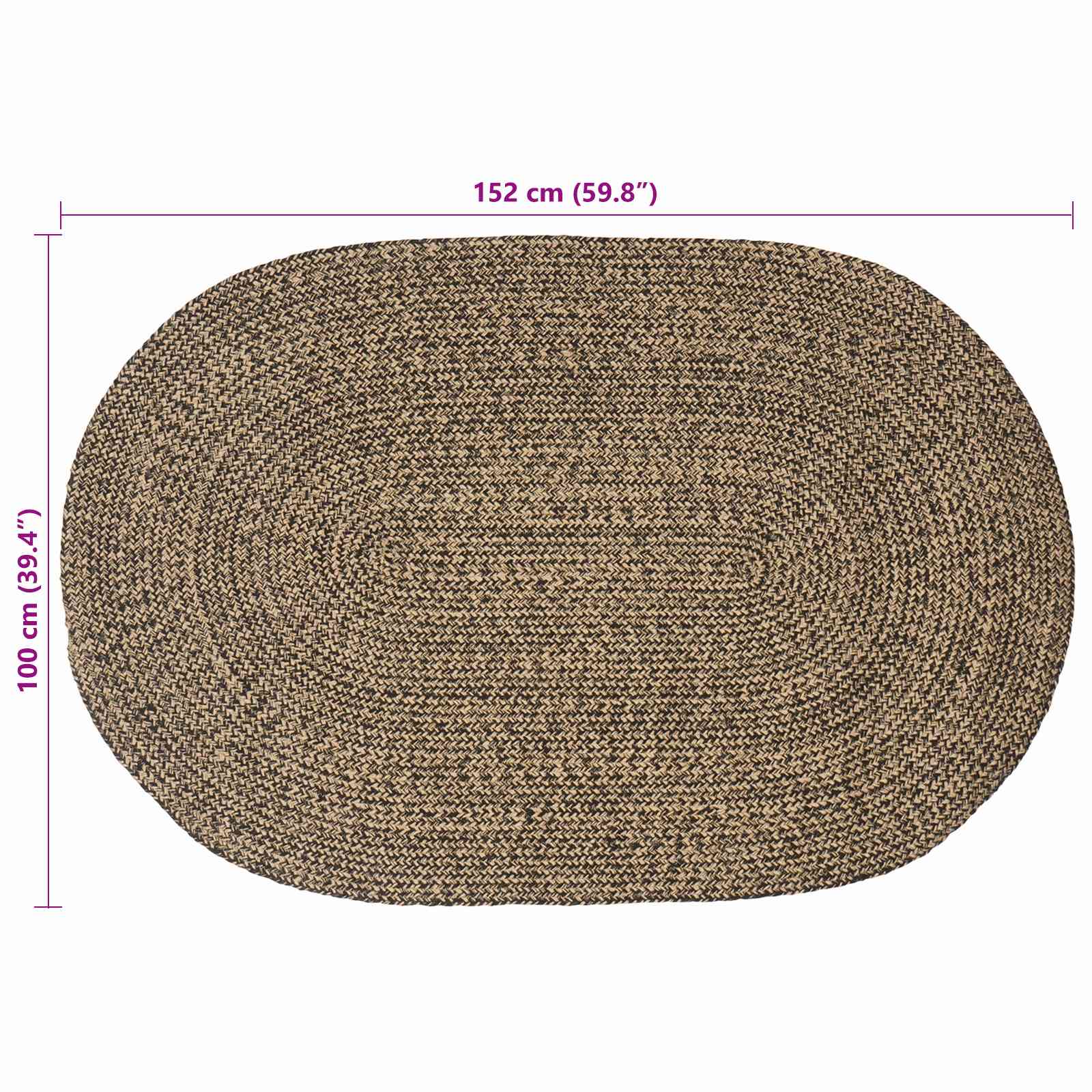 Tepisi za područja Crna 100 x 152 cm Juta