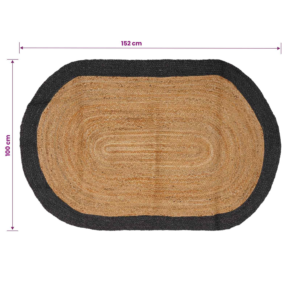 Tepih za područje Tamnosiva 100 x 152 cm Juta