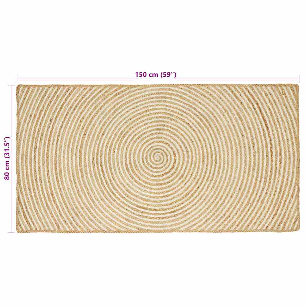 Tepisi za područja Bijela 80 x 150 cm Juta