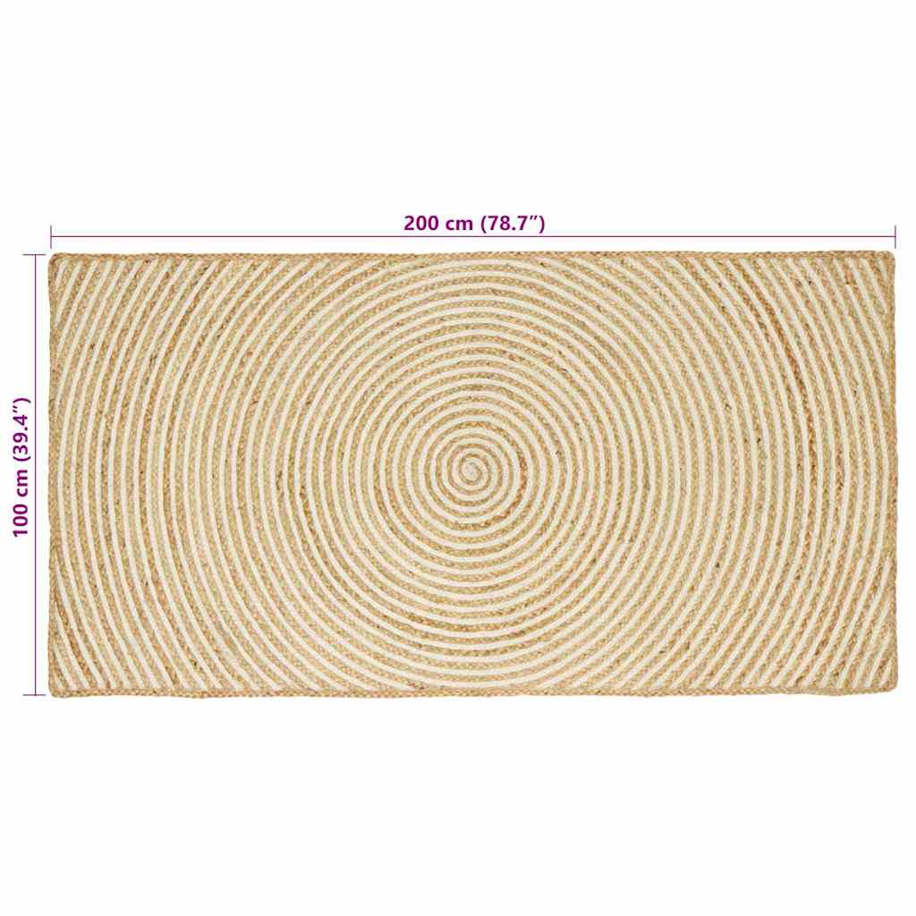 Tepisi za područja Bijela 100 x 200 cm Juta