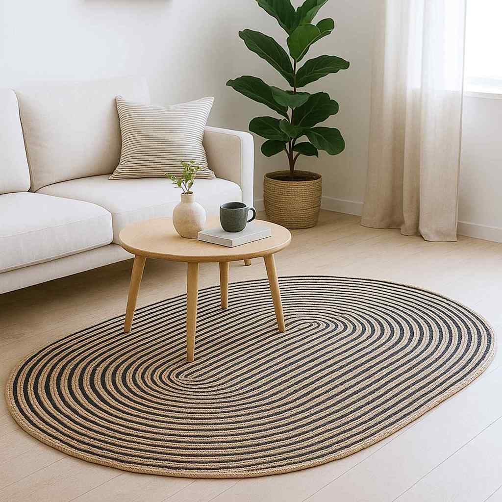 Tepisi za područja Prirodna i crna 152 x 245 cm Juta