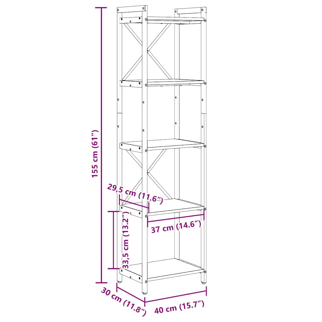 Polica Sonoma hrast 40 x 30 x 155 cm Konstruirano drvo