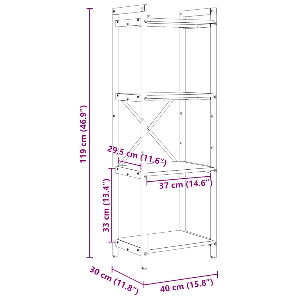 Polica Staro drvo 40 x 30 x 119 cm Konstruirano drvo