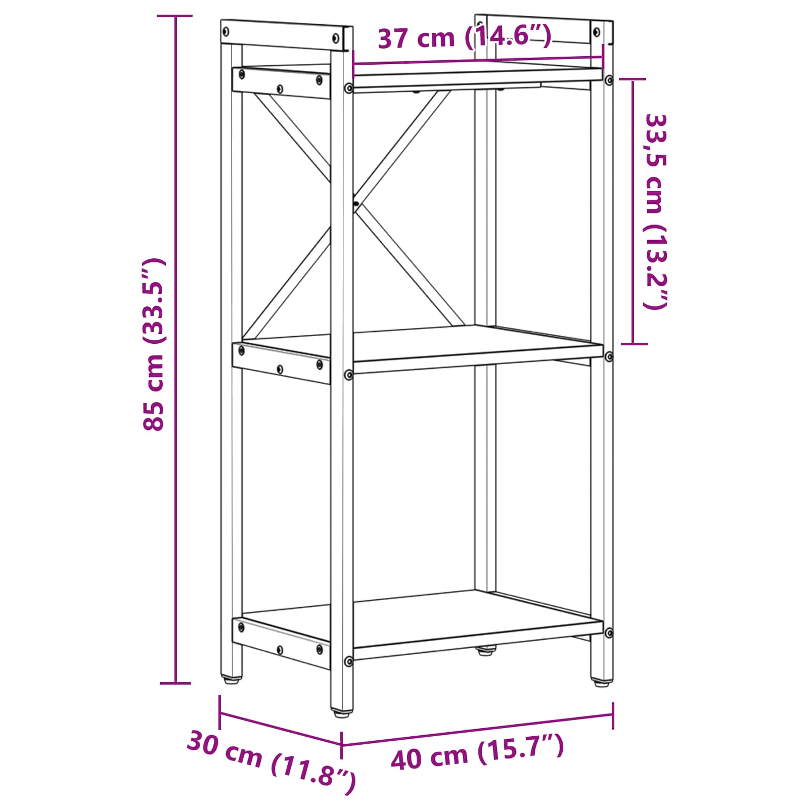 Polica Crni hrast 40 x 30 x 85 cm Konstruirano drvo