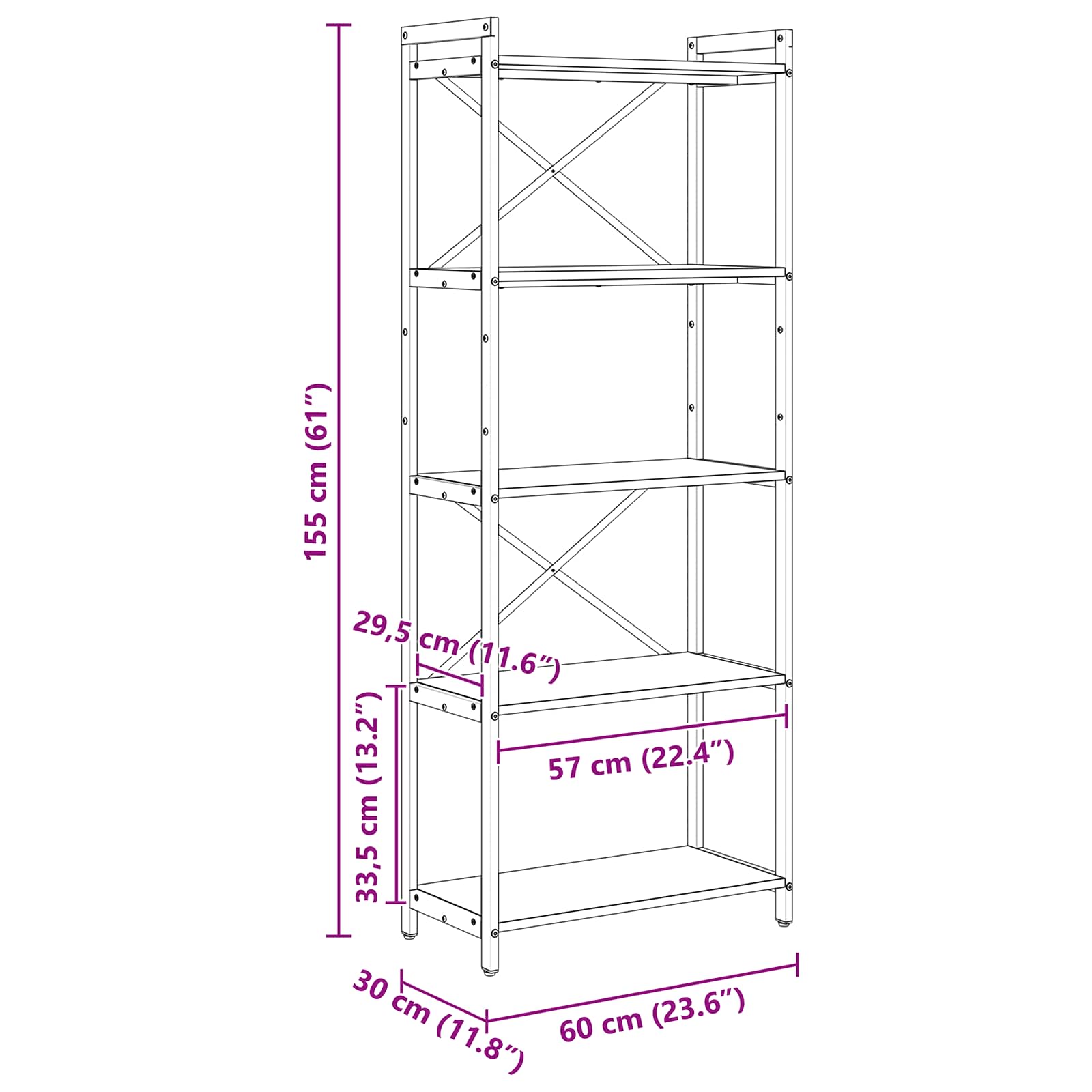 Polica Staro drvo 60 x 30 x 155 cm Konstruirano drvo