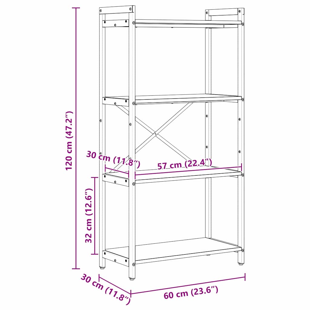 Polica Sonoma hrast 60 x 30 x 120 cm Konstruirano drvo