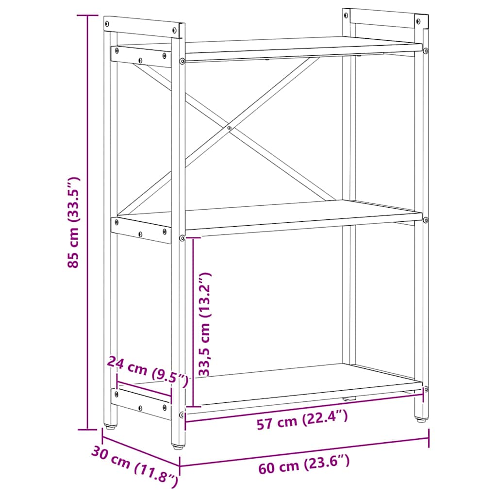 Polica Crni hrast 60 x 30 x 85 cm Konstruirano drvo