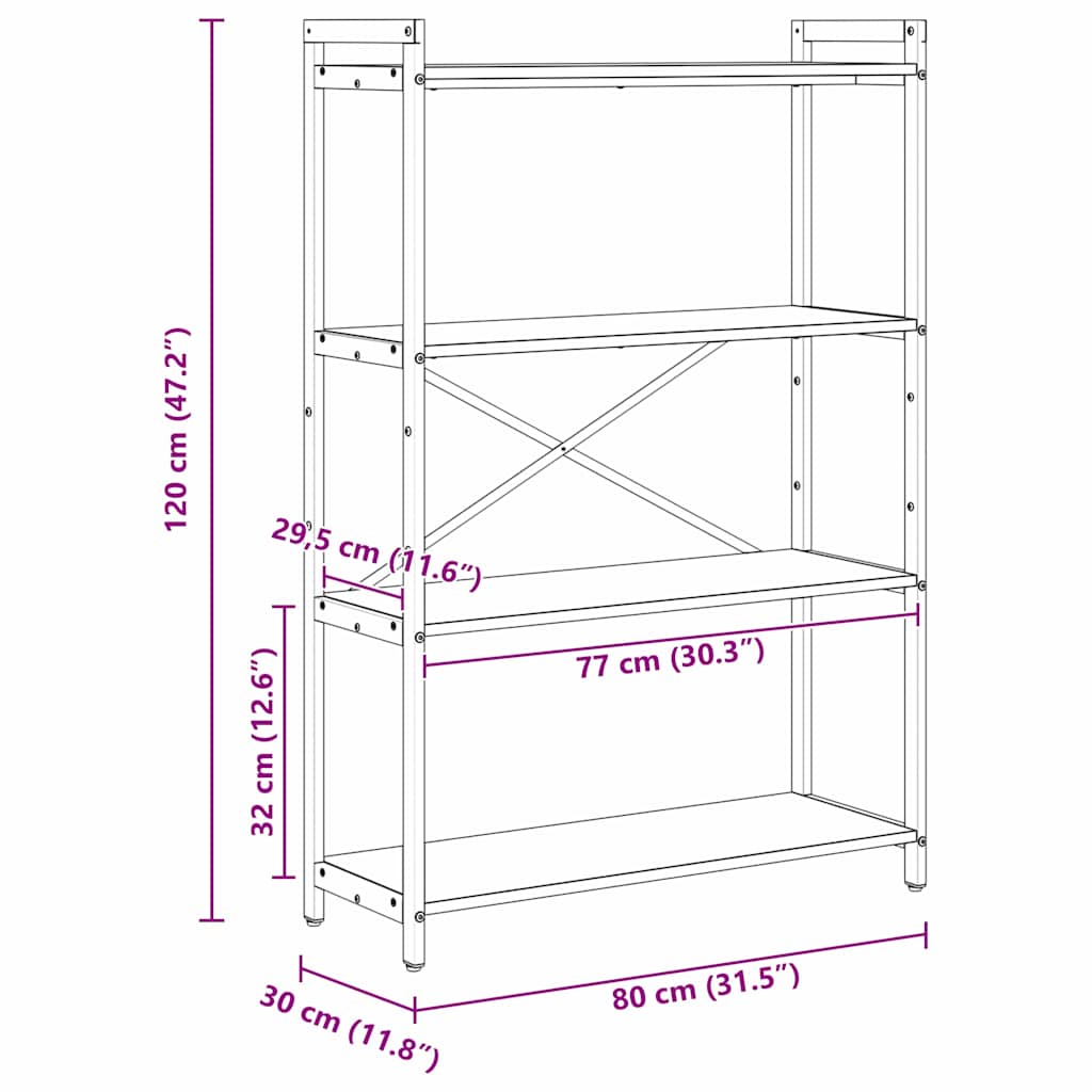Polica Sonoma hrast 80 x 30 x 120 cm Konstruirano drvo