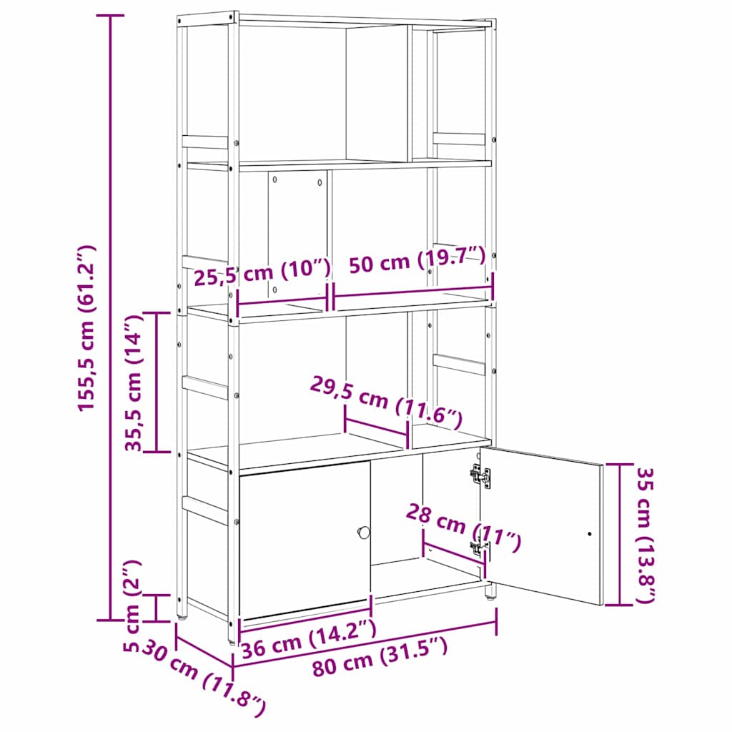 Polica Staro drvo 80 x 30 x 155,5 cm Konstruirano drvo