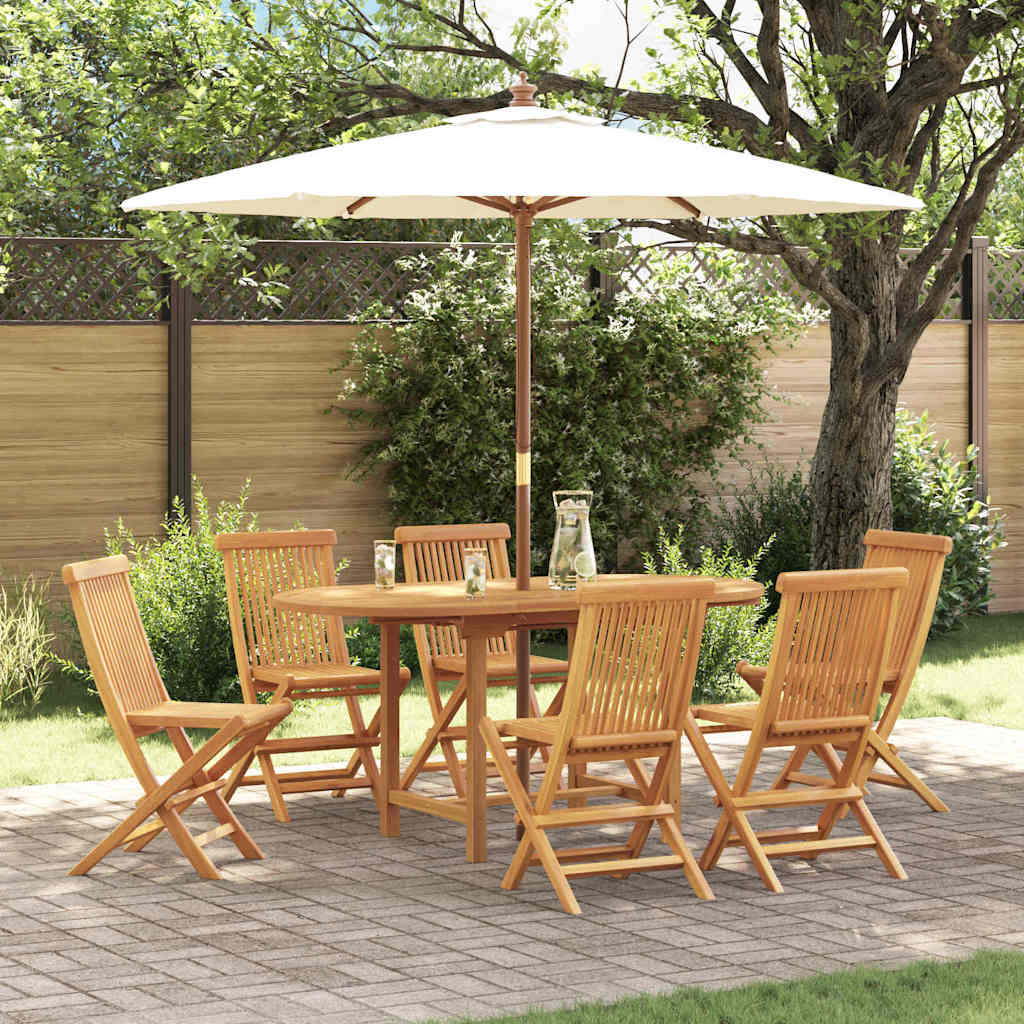 Vrtni set za objed 7 pcs Smeđa Čvrsto teak drvo
